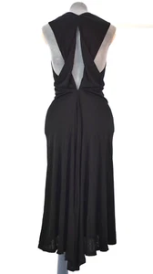 GRACE MMXIII Dress Party Black Net a Porter Midi V Neck Open Back Cocktail UK 8 - Picture 1 of 17