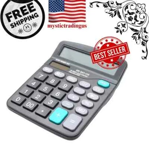 Desk Calculator, 12-Digit Solar Battery Office Calculator with Large LCD Display - Picture 1 of 5