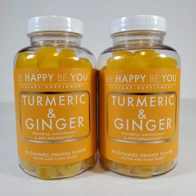 2x Be Happy Be You Cúrcuma y Jengibre Antioxidante Antiinflamatorio 90 Gomitas Foto 1 de 4