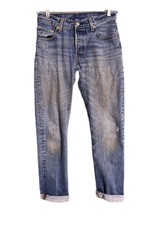 Levi's 501 Button-Fly Jeans Mens 28 Waist 30” Inseam Distressed Mud Washed Paint