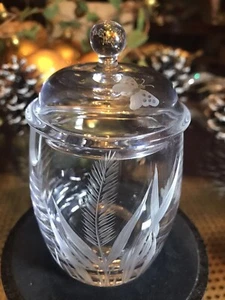 William Yeoward Crystal Butterfly Meadow Jam & Condiment Jar Honey Pot w/Spoon - Picture 1 of 22