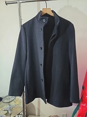 Theory Christopher Houndstooth Wool Blend Peacoat Car Coat Short King Coat - Image 1 of 4