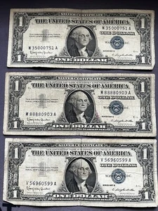 1957 B Series $1 Silver Certificates Lot Of 3   C10 - Picture 1 of 2