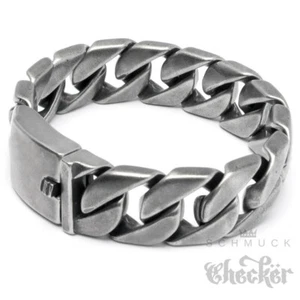 Massives Panzerarmband Gun Metal Grau Stahloptik XL Armkette 316L Edelstahl Bike - Bild 1 von 3