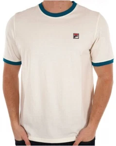 Fila Vintage Marconi T-shirt -Gardenia /Deep Lagoon - Picture 1 of 5