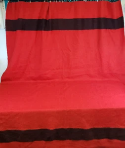 Vtg 1920s-30’s Hudson Bay Red Label 4 Point Red Wool Blanket 93" X 69.5" - Picture 1 of 20