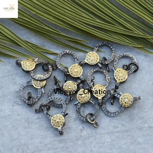 Blocco fibbia diamante pavimentazione naturale argento sterling 925 accessori ricerca - Foto 1 di 3