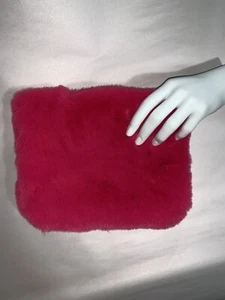 NWOT authentic DESIGNER ORIGINAL hot pink FAUX FUR zip top CLUTCH made in USA - Picture 1 of 5