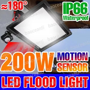 LED Floodlight Motion Sensor Security Garden Outdoor PIR Flood Light Waterproof - Picture 1 of 35