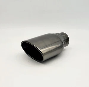 Oval Exhaust Tailpipe Black Chrome Finish Stainless Steel Universal Qaulity Tip - Picture 1 of 10