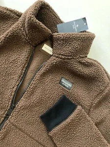 NEW Abercrombie Kids Boys Full Zip High Neck Sherpa Fleece  Size 13/14 Brown - Picture 1 of 7