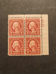 RIV: MH 583 TOP Plate Block of 4 FRESH 1924 Washington 2 cent perf 10 #18537 - Picture 1 of 3
