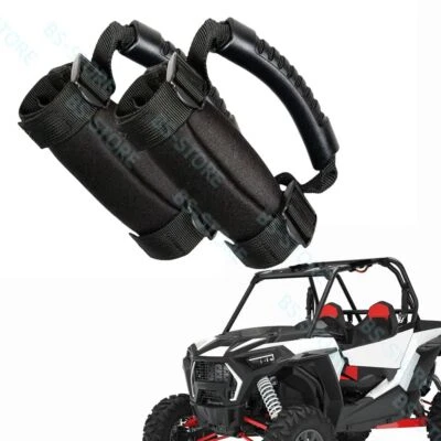 Barra antivuelco negra de 2 piezas manijas de agarre mango ancho para UTV y ATV deportes 2 correas  Foto 1 de 4