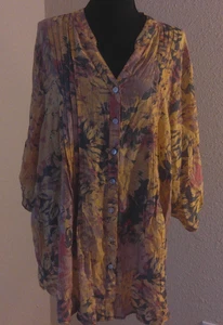 RUBY RD NEU OHNE ETIKETT KNOPFLEISTE BLUSE IN SENF SCHWARZ & ROT GRÖSSE 3X NEU OHNE ETIKETT BN333 - Bild 1 von 4