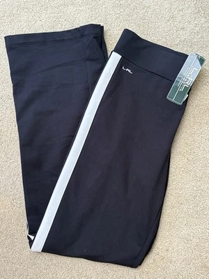 Pantalones para mujer LRL Ralph Lauren M negros con rayas blancas calce activo $79,50 Foto 1 de 4