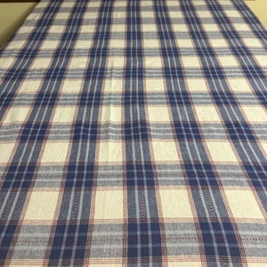 Vintage Blue & Red Plaid Tablecloth – 50” x 62” – Classic Farmhouse Style - Picture 1 of 5