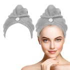 2Pcs Towel Head Wrap, 9.8 x 25.6 in Microfiber Hair Towel for Women, Grey