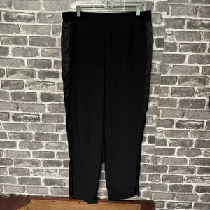 Universal Standard pull on trouser dress pants black satin stripe SMALL 10 12 - Picture 1 of 9