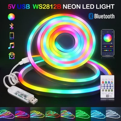 5V USB Neon LED Strip Streifen RGB Flex Lichtschlauch Leiste Lichtband Dimmbar - Bild 1 von 4