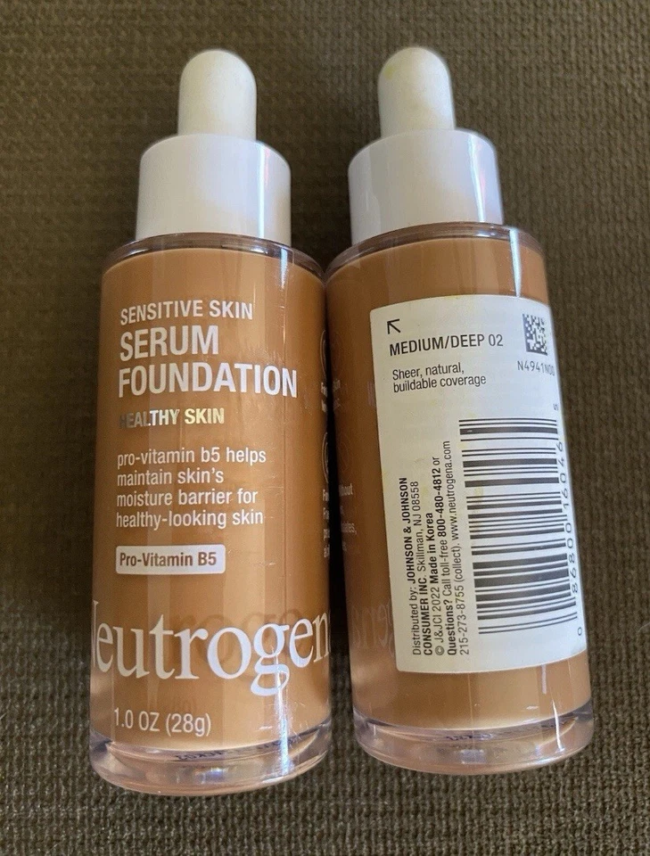 Neutrogena Medium Deep 02 Sensitive Skin Serum Foundation. Lot Of Two. - Image 1 of 1
