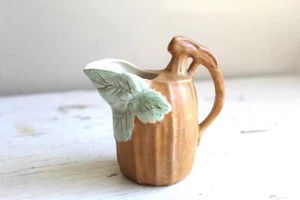 Vintage 1930s Japan Majolica Squash Relief Creamer Pitcher Cottagecore Ceramic - Picture 1 of 8