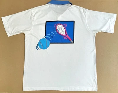 Camisa polo vintage con gráfico de tenis para hombre XL blanca Torneo de Arrow años 80 Foto 1 de 4