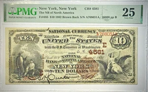 1882 Fr# 485 $10 Brown Back National Bank Note New York, New York - PMG VF 25 - Picture 1 of 5