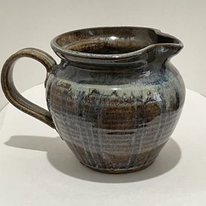 Haynes Pottery - Pitcher - Red Ware Signed Glazed Blue Grey Brown 4.5” Gift - Picture 1 of 16
