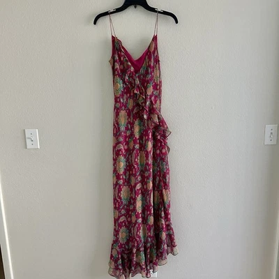 Vtg Lauren Ralph Lauren Silk Maxi Dress Sz 10 Romantic Paisley Pink  90s Y2K - Image 1 of 4