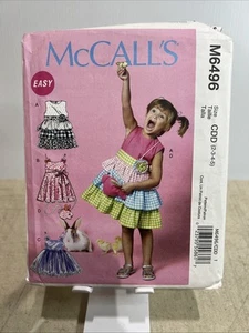 UNCUT McCALL'S PATTERN #6496 *EASY* SUMMER DRESSES & PURSE - GIRLS 2-5 - Picture 1 of 2
