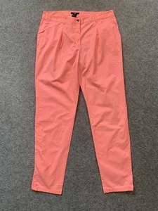 H&M Pleated Trousers Ankle Straight Cotton Neon Pink EUR 40 UK 12 - Picture 1 of 11