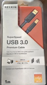 Belkin SuperSpeed USB 3.0 1m Premium Cable - A to B plug (Black) F3U158cp1m - Picture 1 of 2