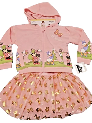 Juego de 3 piezas para niñas Disney Minnie Mouse nuevo con etiquetas. Sudadera con capucha, camisa y vestido talla 6 Foto 1 de 4