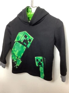 Minecraft hoodie kids 6 black with bright green graphics lined hood. - Picture 1 of 9