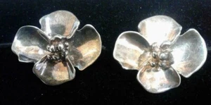 ROBERT LEE MORRIS Earrings Cherry Blossom Sterling .925 Clip Ons - Picture 1 of 7