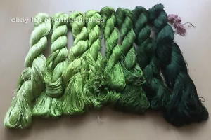 8bundles 100%natural mulberry silk,hand-dyed embroidery green silk floss/thread - Picture 1 of 12