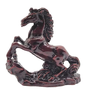 Feng Shui China Wild Stallion Miniature Red Resin Horse Statue - Picture 1 of 20