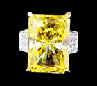 Bague vintage 14 carats or fantaisie taille quartz jaune diamant zz élégante déclaration taille 7