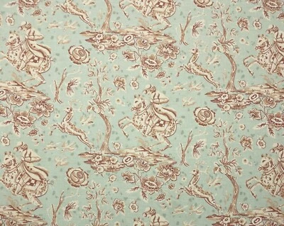 VERVAIN STAFFORDSHIRE CELADON GREEN HORSE EQUESTRIAN LINEN FABRIC BY YARD 54"W - Image 1 of 4