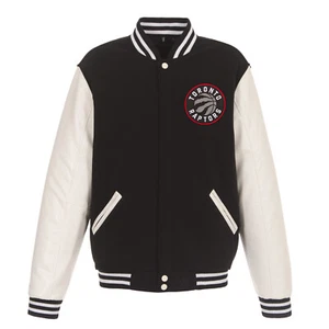 NBA Toronto Raptors Giacca Pile Reversibile Maniche PVC 2 Toppe Anteriore Logo - Foto 1 di 5