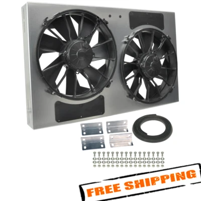 Derale 16838 High Output Dual 12'' Electric RAD Fan/Aluminum Shroud Kit - Image 1 of 4