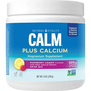 Magnesium Powder Plus Calcium, for Mood Support, Raspberry Lemon, 8 oz - Picture 1 of 6