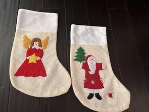 2 Large Christmas Stockings Santa And Angel - Picture 1 of 6
