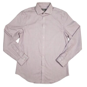 Michael Kors Airsoft Dress Shirt Pink Check Stretch Preppy Mens M Slim Fit NEW - Picture 1 of 9