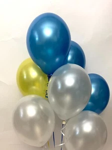 30 x Leeds United Colour Shades - Pearlised Latex Balloons White, Blue & Yellow - Picture 1 of 1