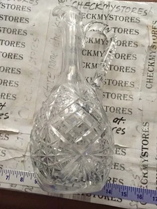 Vintage 1966 Crystal Liquor Wine Decanter Large Heavy Cut Lines Glass Handled - Picture 1 of 10
