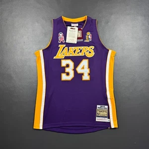 100% Authentic Shaquille O'Neal Mitchell Ness 01 02 Lakers Jersey Size 44 L kobe - Picture 1 of 6