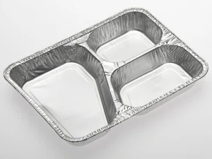 100 Alu-Menüschale Menüschale Alu 3-GETEILT 227x177x30 mm OHNE Deckel (WH253) - Bild 1 von 2