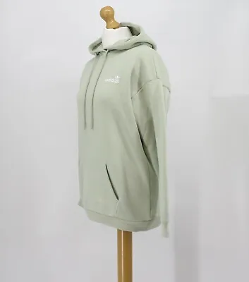 Adidas Originals Ladies Mint Green Linear Logo Overhead Fleece Hoodie Rrp Â£50 T • 27.25€