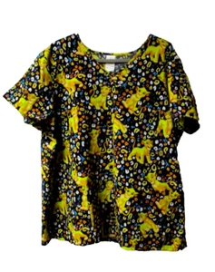 Disney Lion King Scrub Top Womens 2X Baby Simba V Neck Short Sleeve - Picture 1 of 6